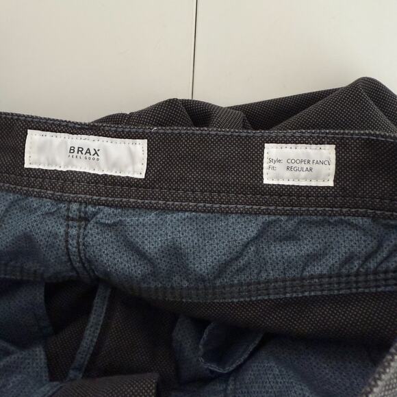 BRAX Mens Cooper Fancy Regular Pants Brown Black - Size 33x30 - Picture 9 of 13